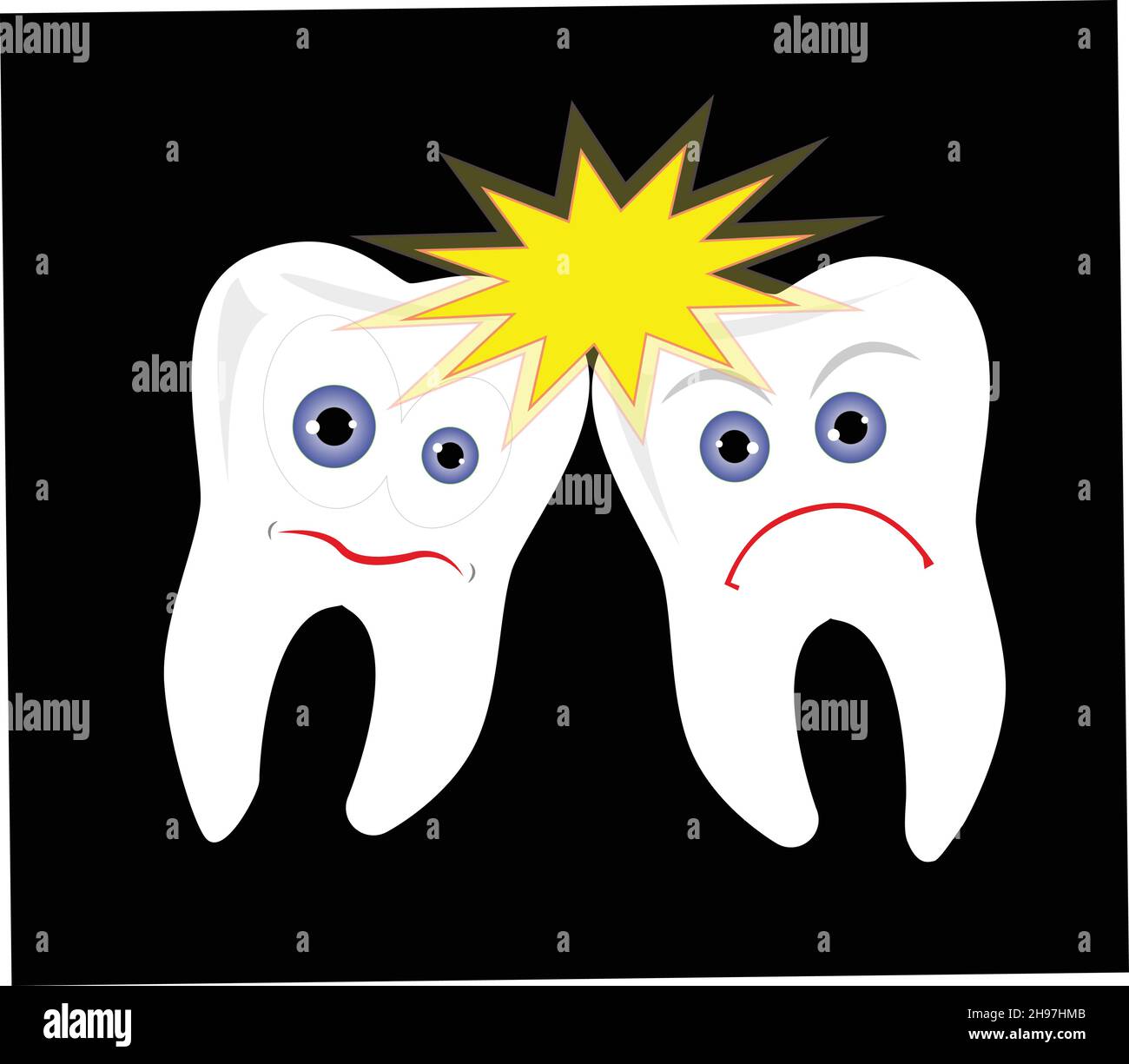 Les dents se battent les unes avec les autres, illustration du vecteur de big bang de dent Illustration de Vecteur