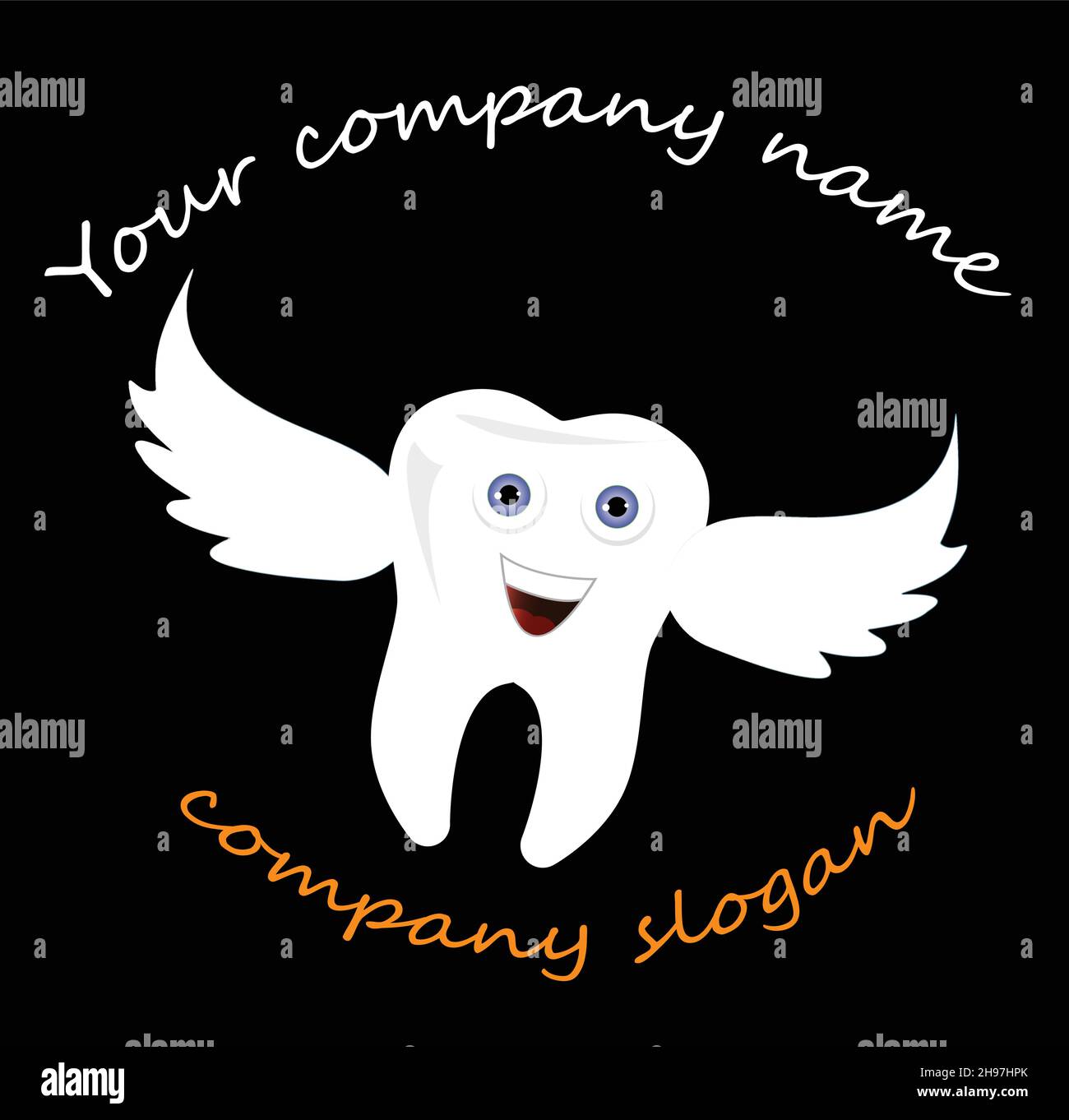 Modèle de logo de dentiste isolé sur fond noir.Soins dentaires clipart, vecteur logo idées.Illustration du logo vectoriel Stomatology Illustration de Vecteur
