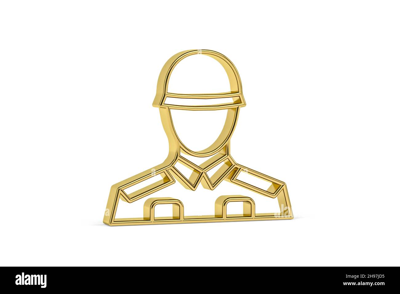 Icône soldat golden 3d isolée sur fond blanc - rendu 3D Banque D'Images