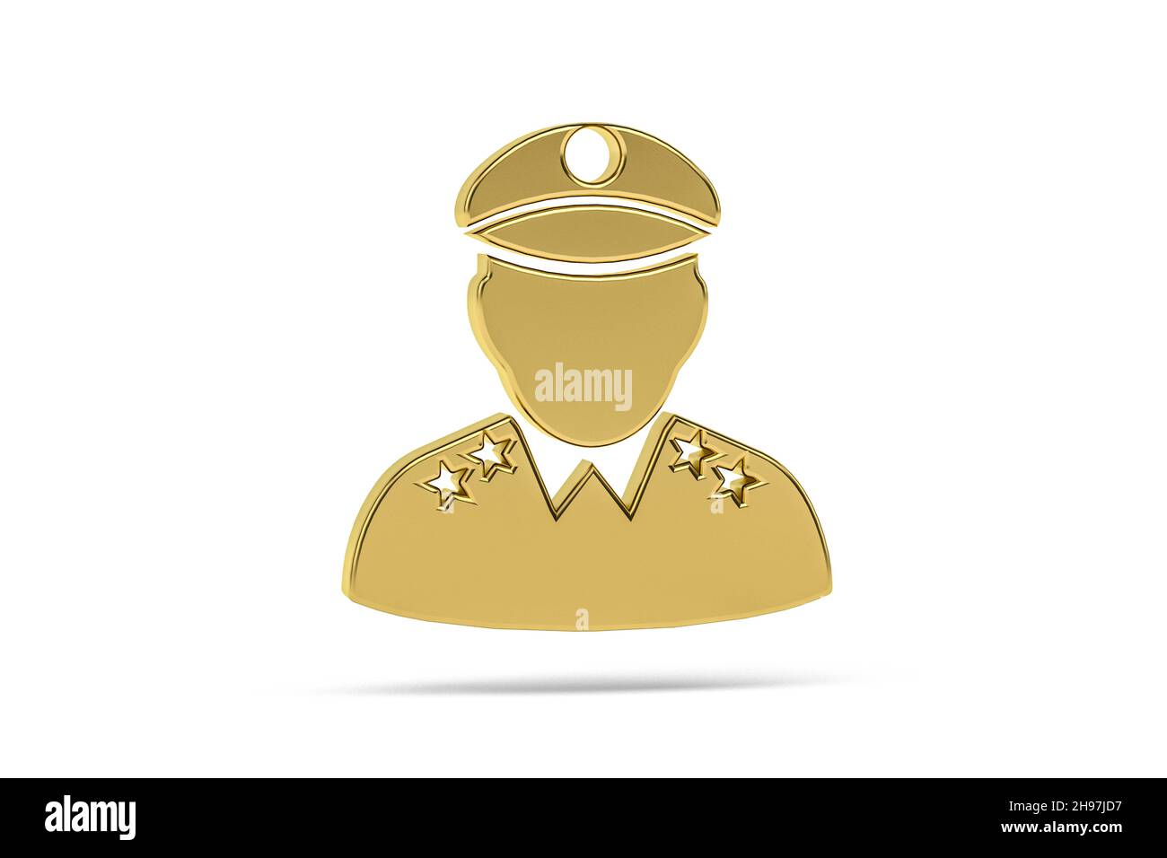 Icône soldat golden 3d isolée sur fond blanc - rendu 3D Banque D'Images