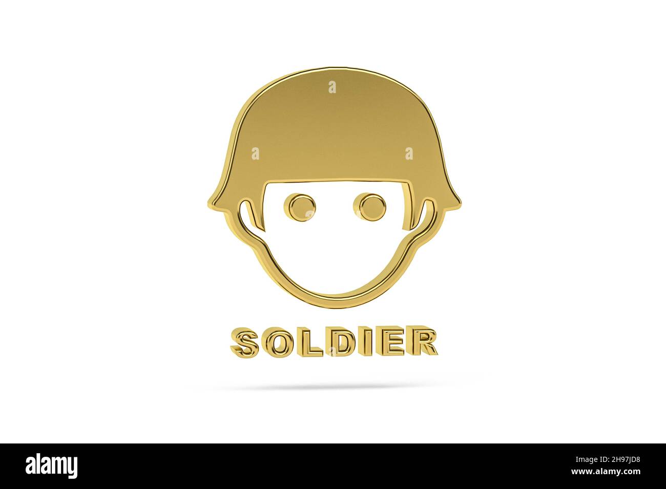 Icône soldat golden 3d isolée sur fond blanc - rendu 3D Banque D'Images
