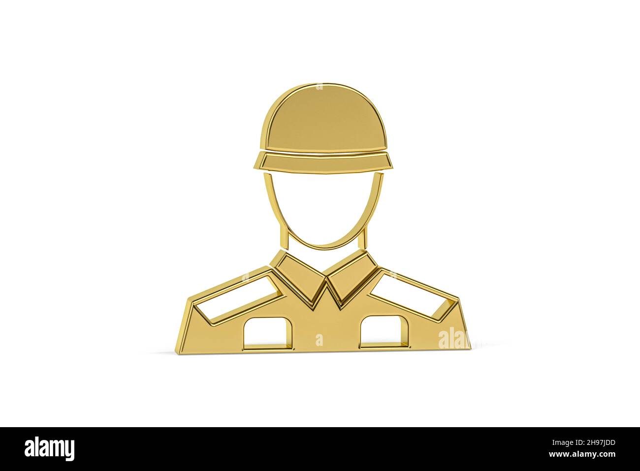 Icône soldat golden 3d isolée sur fond blanc - rendu 3D Banque D'Images