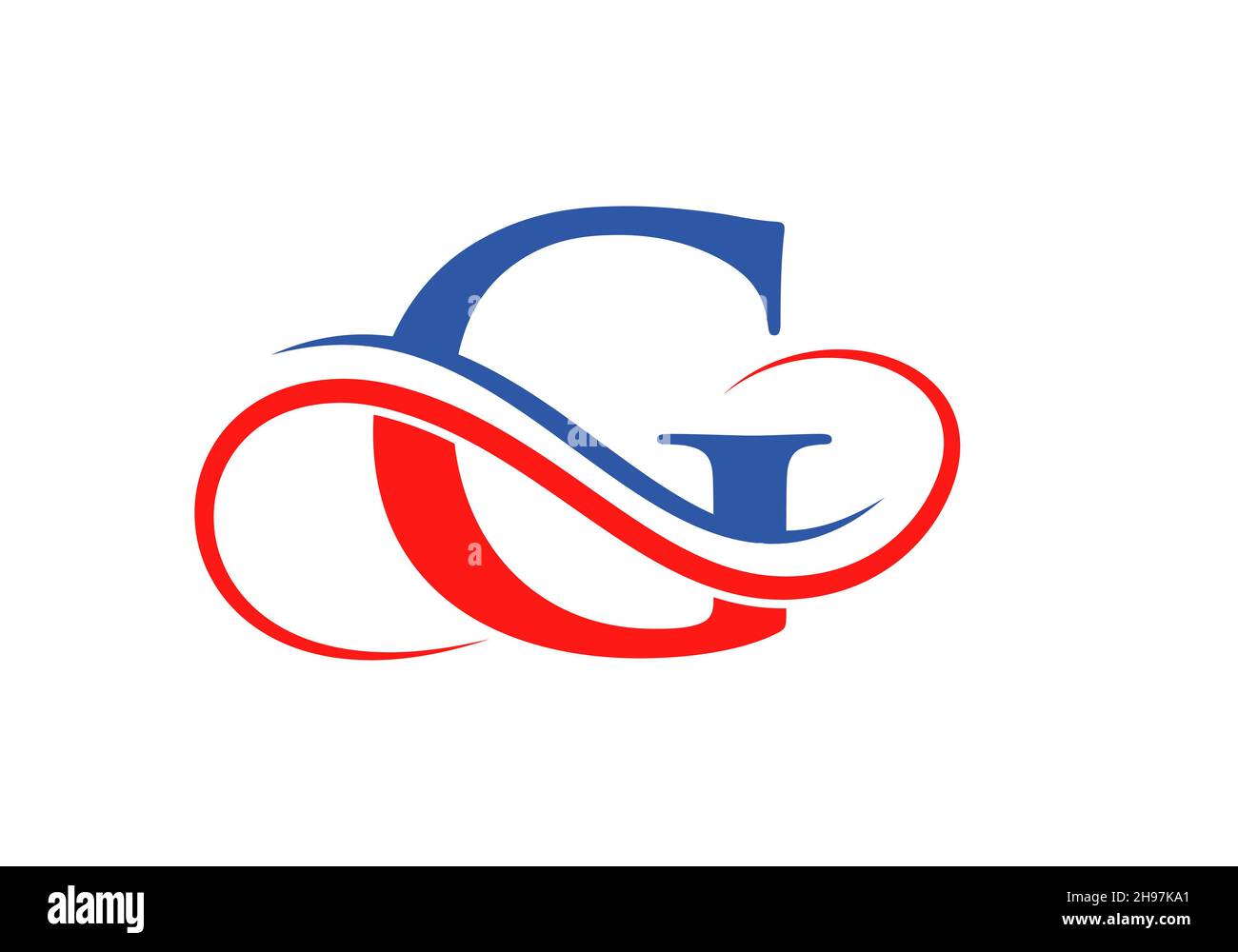 Modèle de conception de logo de forme moderne lettre G initiale.Logo G avec illustration vectorielle incurvée créative Illustration de Vecteur