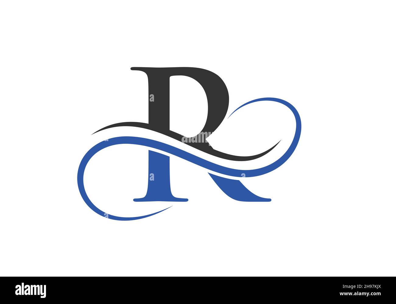 Logo R avec illustration vectorielle incurvée créative.Modèle de conception de logo lettre R Modern Shape initial Illustration de Vecteur