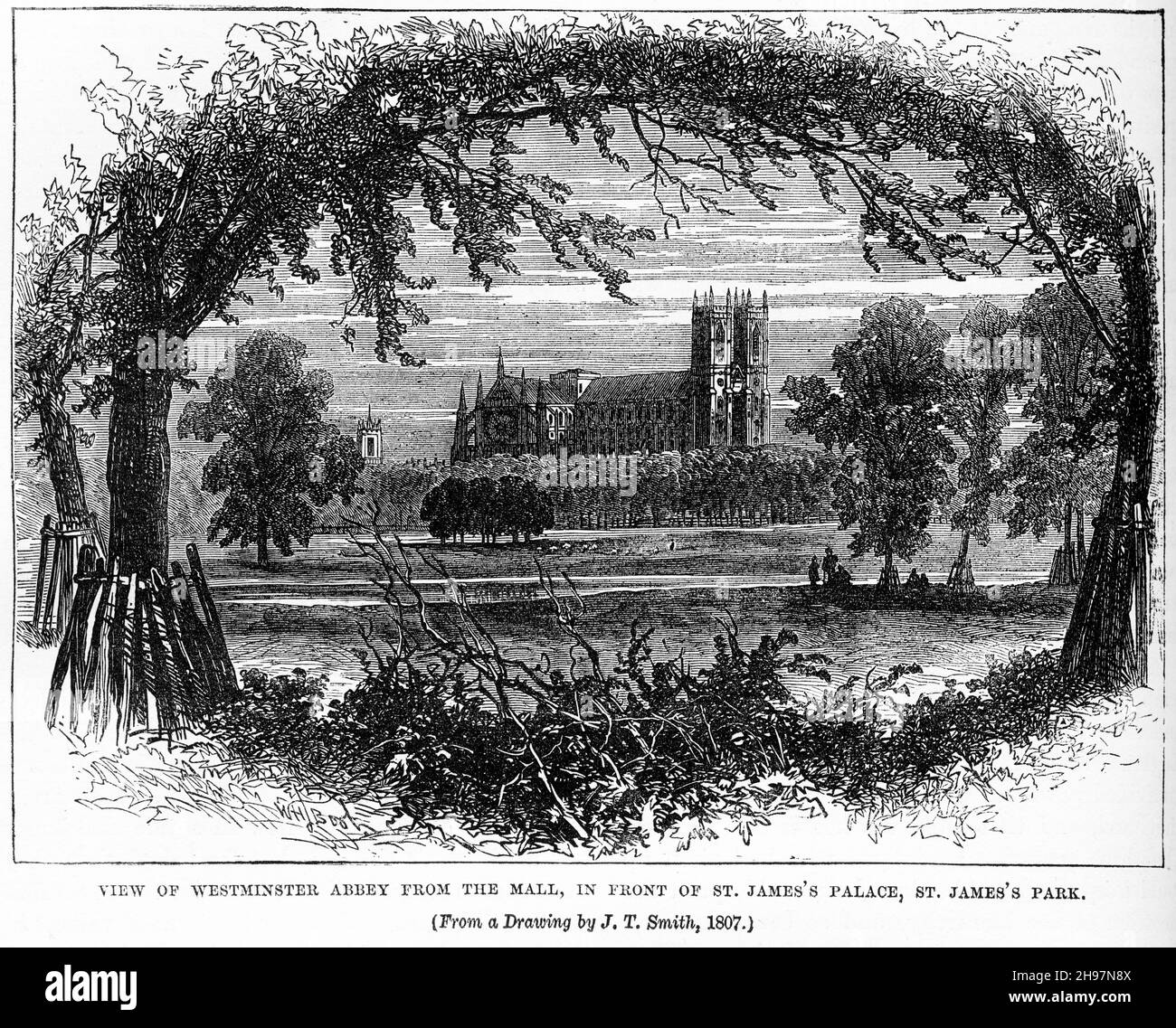 Gravure de l'abbaye de Westminster, tirée d'un dessin de JT Smith, 1807, publié vers 1890 Banque D'Images