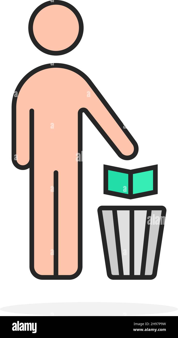 caricature homme simple et poubelle Image Vectorielle Stock - Alamy