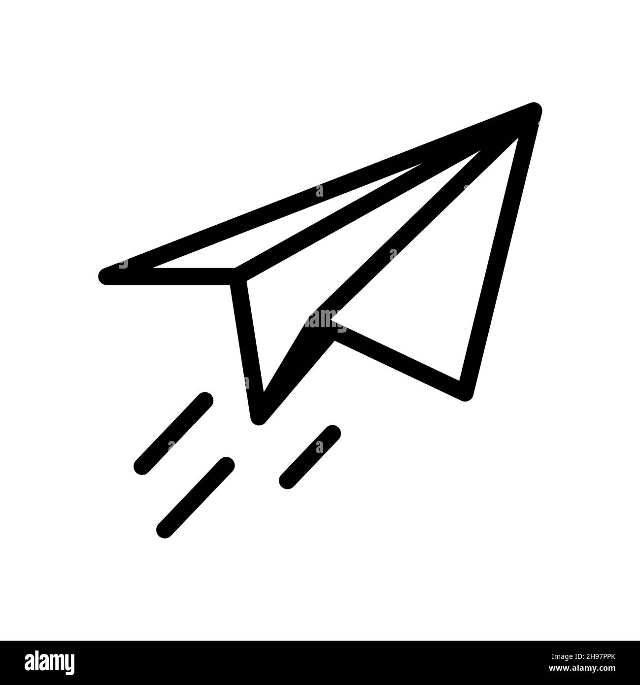 Icône d'avion de courrier papier isolée sur blanc.Envoyer par e-mail un symbole de stock vectoriel eps10.Illustration d'envoi de message Banque D'Images