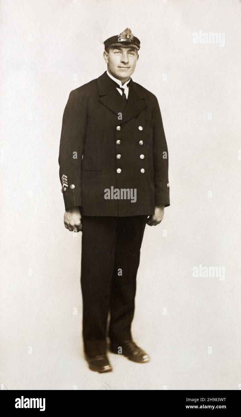 Un portrait de la première Guerre mondiale d'un marin de la Marine royale, maître-major principal. Banque D'Images