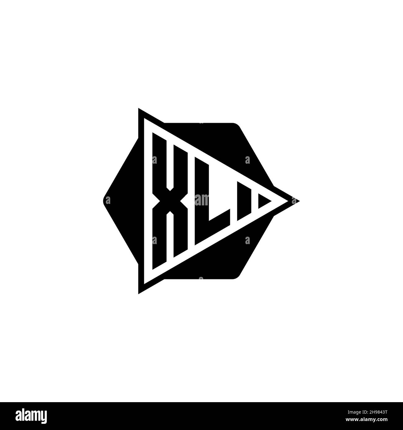 XL Monogramme logo lettre avec triangle de jeu bouton forme hexagonale arrondie.Triangle cercle monogramme logo, triangle bouclier logo lettre. Illustration de Vecteur