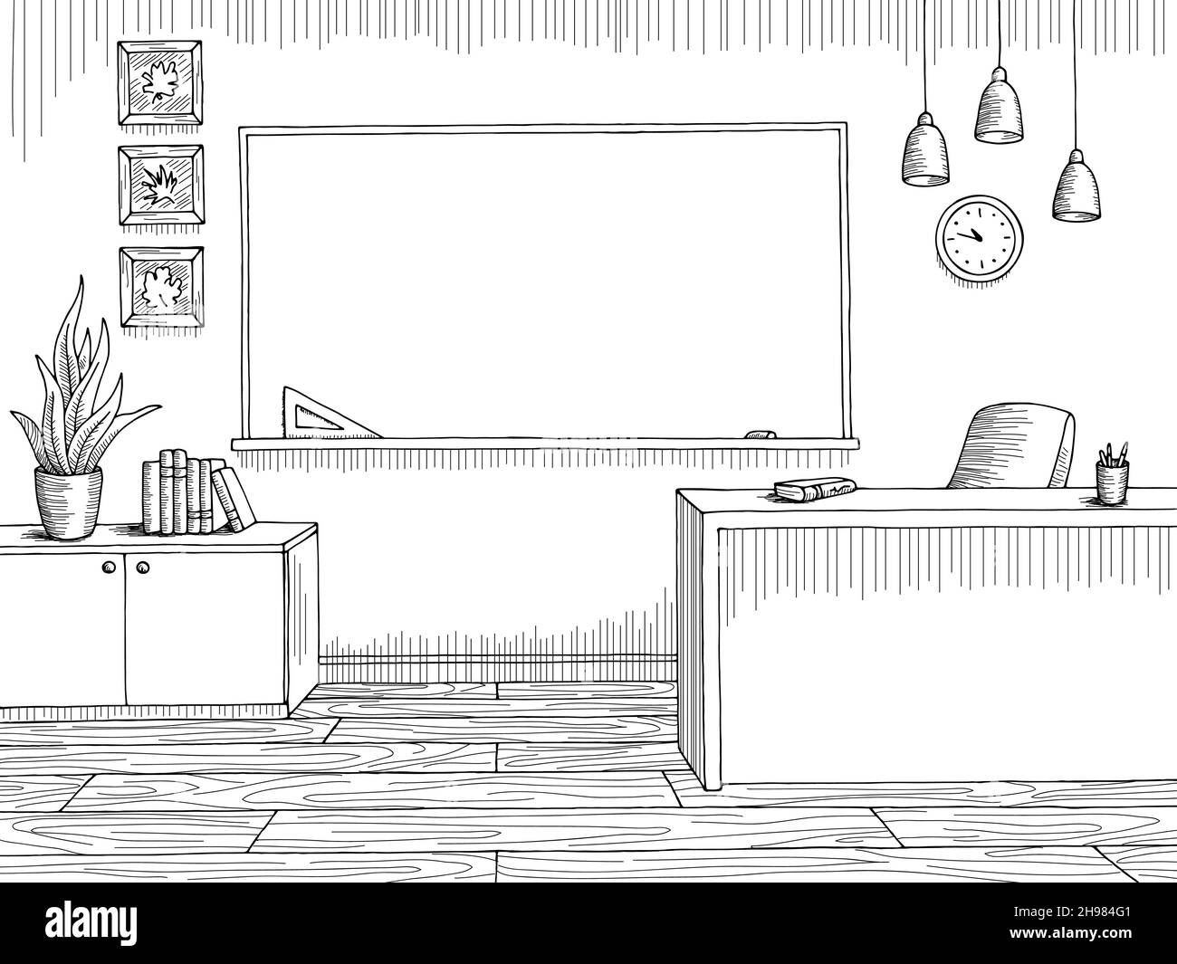 Schéma de la salle de classe noir blanc dessin d'intérieur vecteur d'illustration Illustration de Vecteur