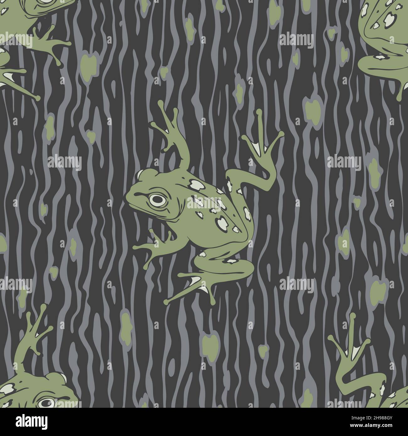 Motif vectoriel sans couture avec grenouille sur fond marron texturé. Papier peint à motif camouflage animal simple. Décoration zoo mode textile. Illustration de Vecteur