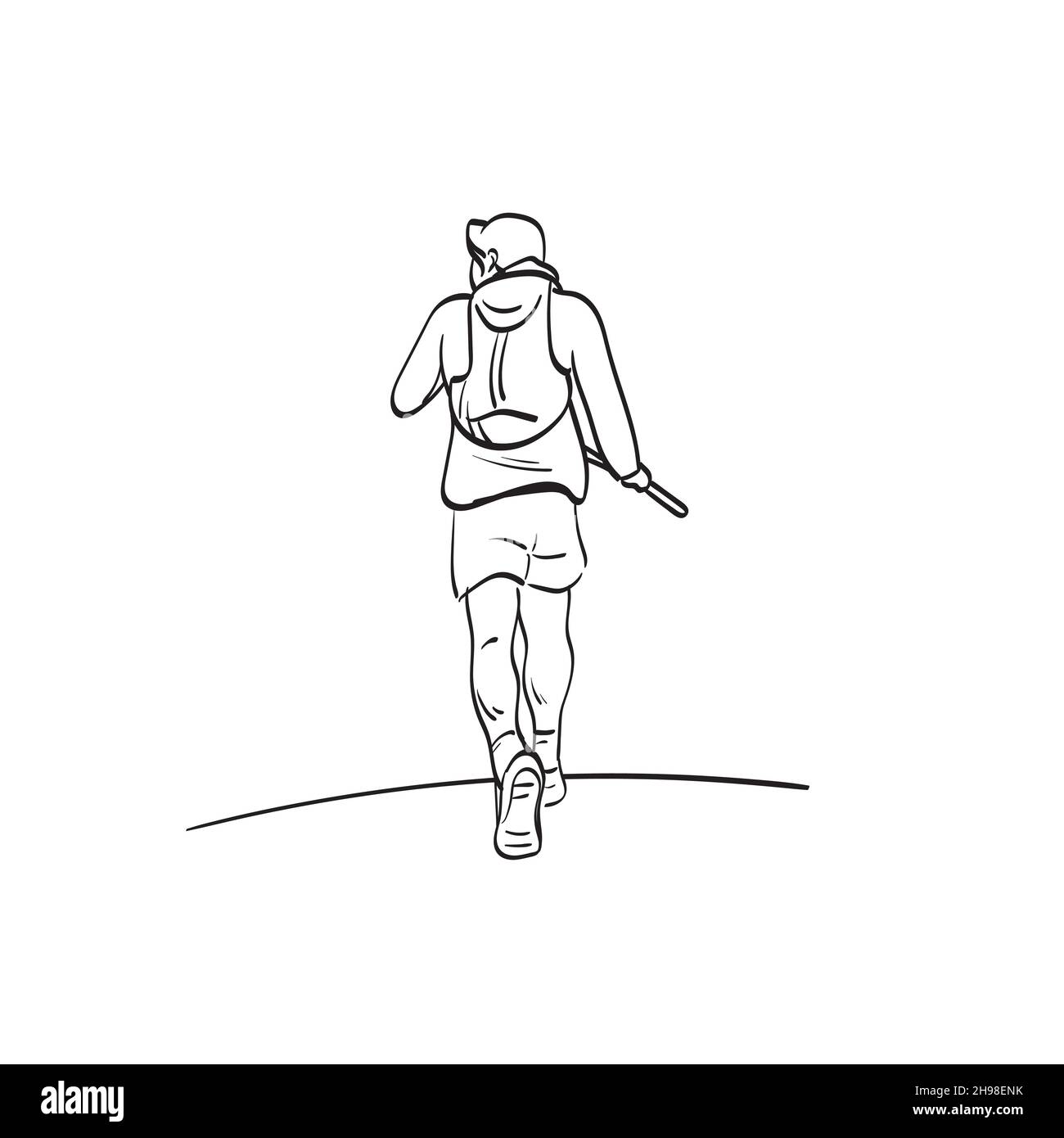 line art homme coureur athlète course marathon illustration vecteur isolé sur fond blanc Illustration de Vecteur