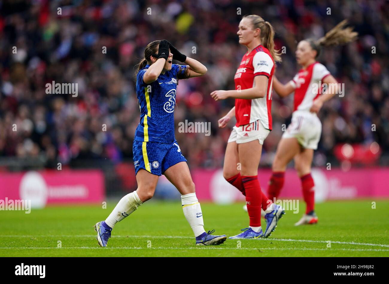 Fran Kirby de Chelsea fait une chance manquée lors de la finale de la coupe de football féminin Vitality au stade Wembley, Londres.Date de la photo: Dimanche 5 décembre 2021. Banque D'Images