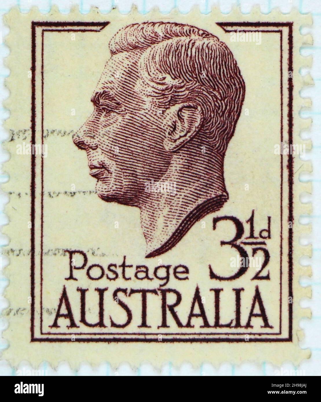 Photo d'un timbre-poste australien 3 1/2D le Roi George VI Banque D'Images