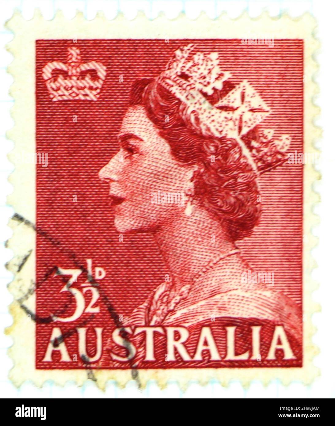 Photo d'un timbre-poste australien du 31/2D Banque D'Images