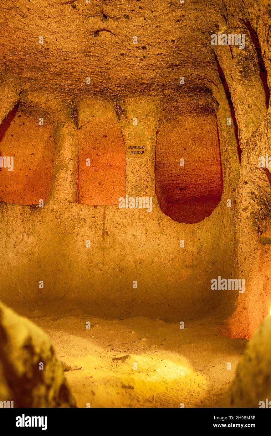 La ville souterraine de Kaymakli est une attraction unique pour les touristes qui viennent en Turquie. Banque D'Images