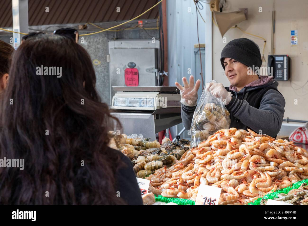 Washington, DC - le marché aux poissons municipal.Fondé en 1805, il est le plus ancien marché de poissons en plein air en activité aux États-Unis. Banque D'Images