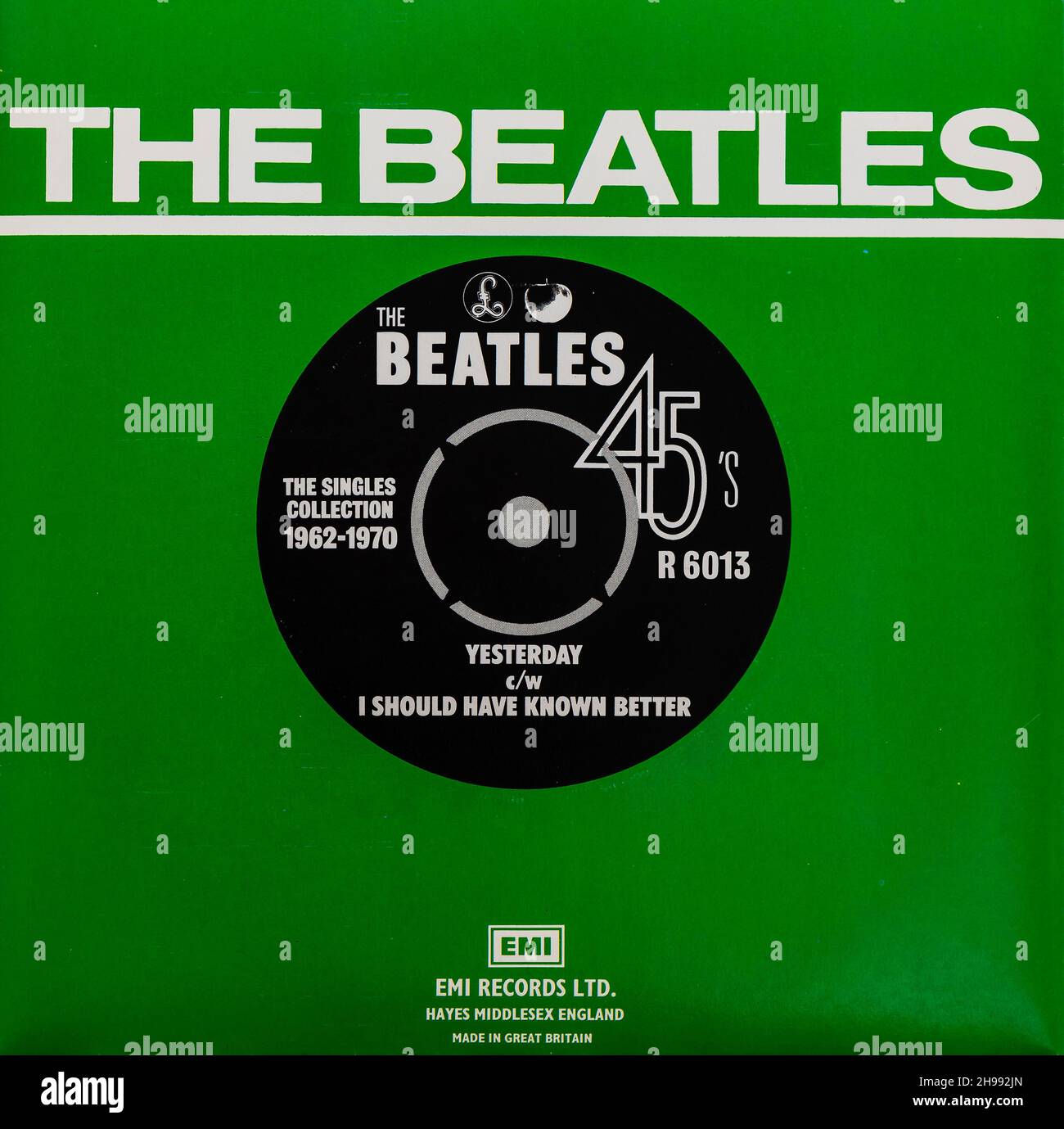 EMI Vinyl 45 - The Beatles - The Beatles 45 y compris hier. Banque D'Images