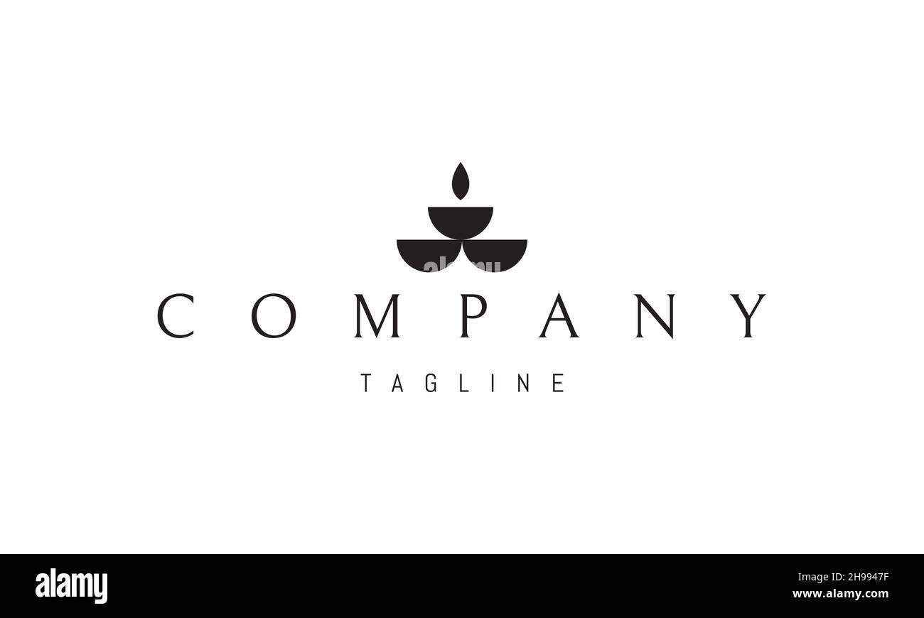 Logo Vector avec une image abstraite de trois bols à la base et une feuille sur le dessus. Illustration de Vecteur