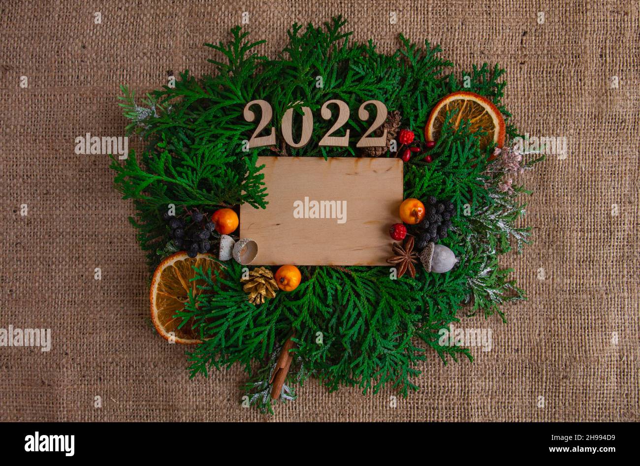 Nouvel an 2022, composition de Noël, carte de vœux, élégant, espace copie Banque D'Images