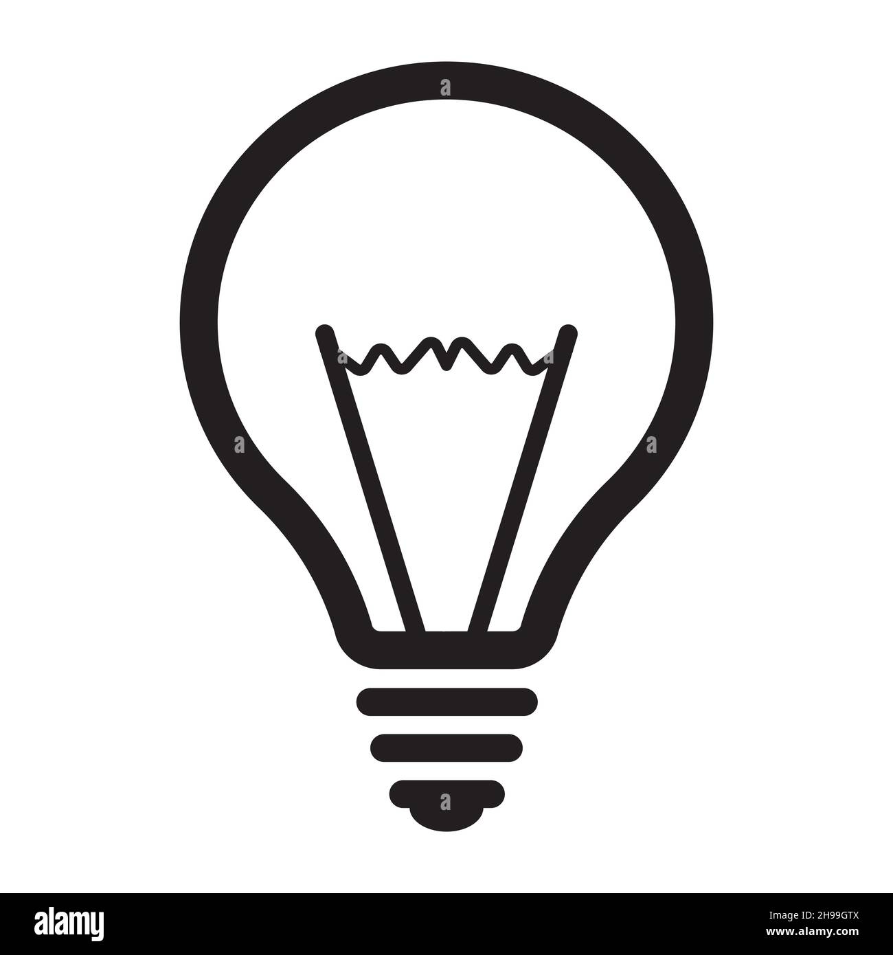 Ampoule et icône d'électricité dans un style simple sur fond blanc. Illustration de Vecteur