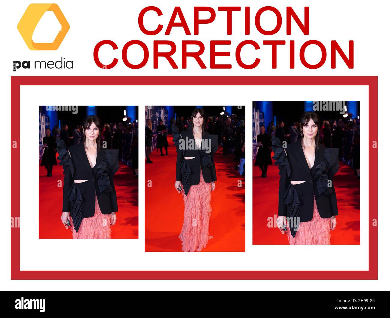 CORRECTION DE LÉGENDE - corrige l'orthographe du nom de Fro Catriona à Caitriona.La légende doit être la suivante : Caitriona Balfe arrivant à la 24e cérémonie des British Independent film Awards à Old Billingsgate, Londres.Date de la photo: Dimanche 5 décembre 2021. Banque D'Images