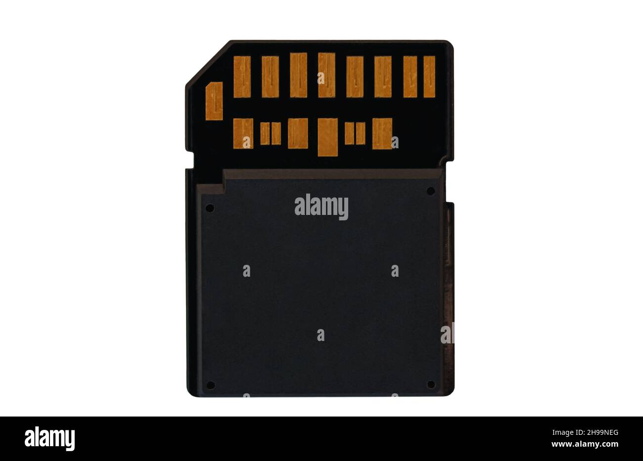 Capture macro du nouveau type de carte SD sur fond blanc isolé Banque D'Images