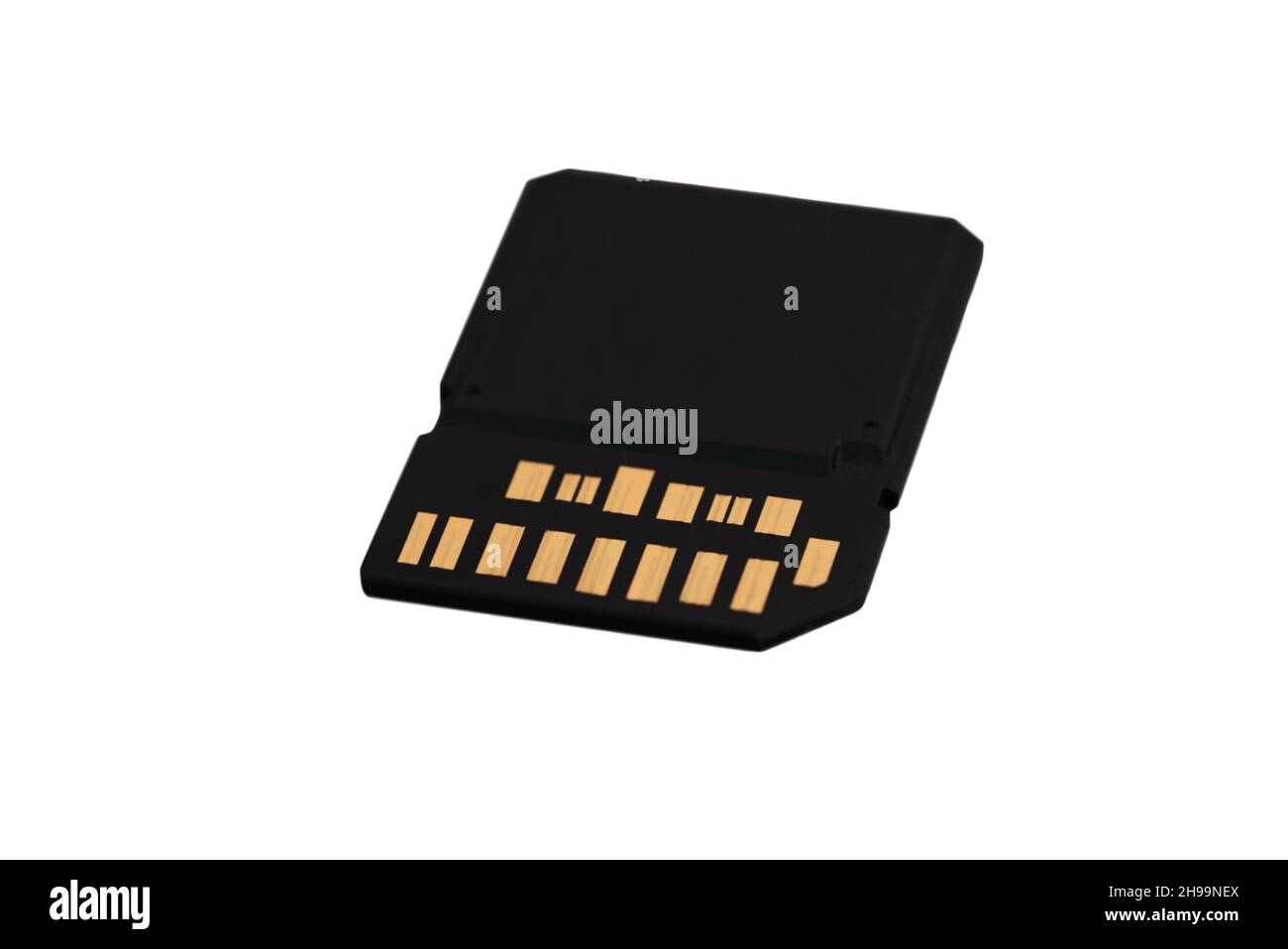 Capture macro du nouveau type de carte SD sur fond blanc isolé Banque D'Images