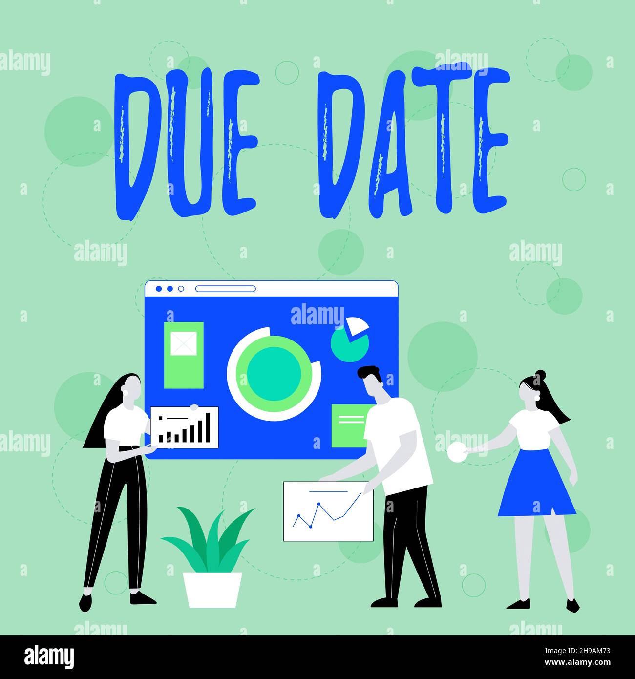 Écriture du texte affichant la date d'échéance.L'entreprise présente la date à laquelle le