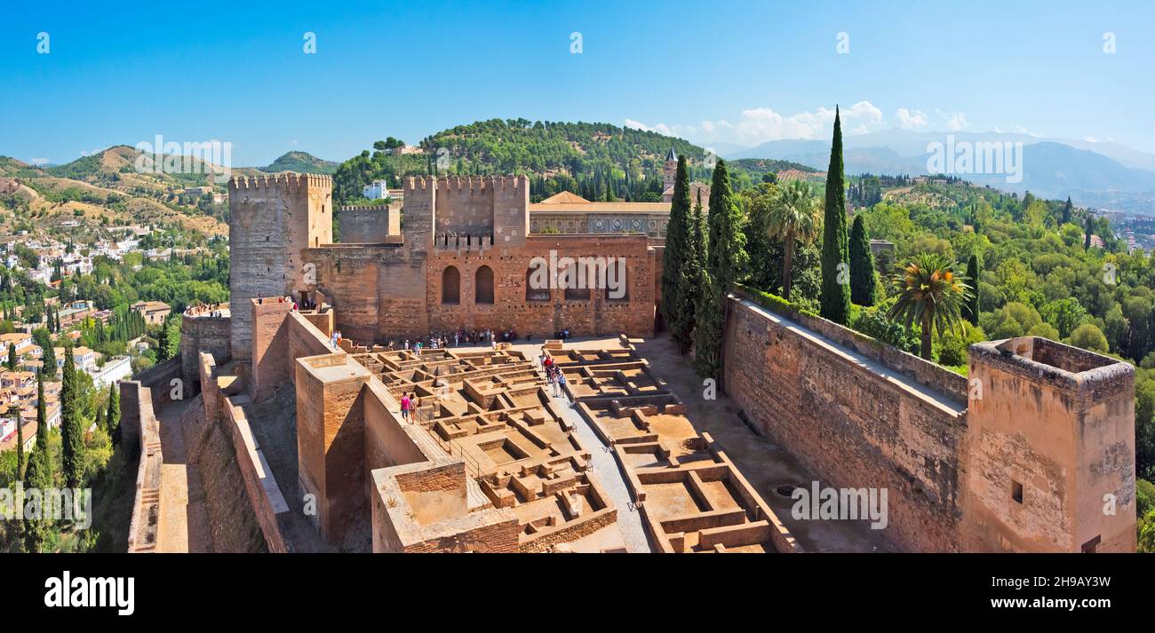 Arms Square, l'entrée originale de l'Alcazaba, forteresse de l'Alhambra, Grenade, province de Grenade, Communauté autonome d'Andalousie,Espagne Banque D'Images