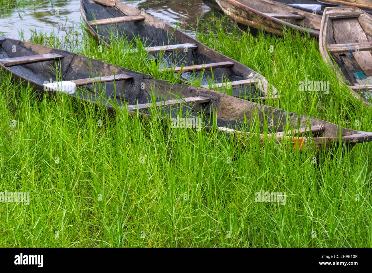 Bateaux sur le lac Nokoue, Bénin Banque D'Images