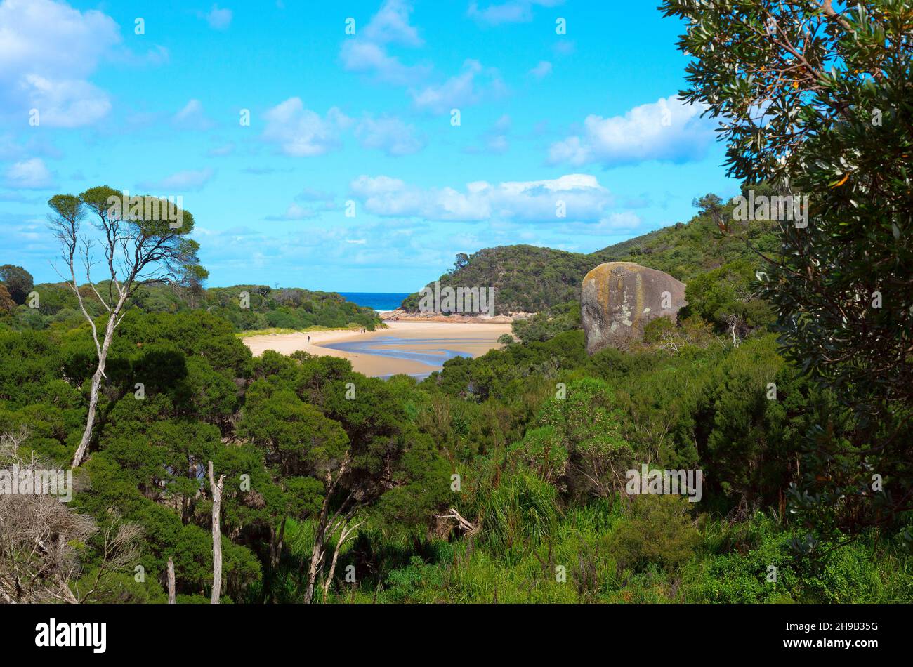 Rivière Tidal pittoresque au parc national Wilson Promontory, Australie. Banque D'Images