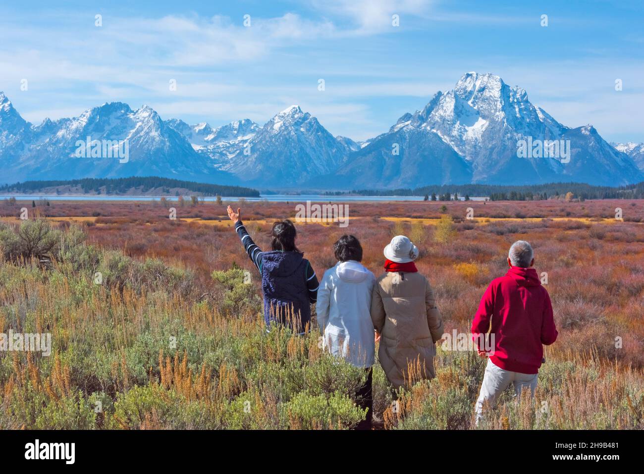Touristes au parc national de Grand Teton, État du Wyoming, États-Unis Banque D'Images