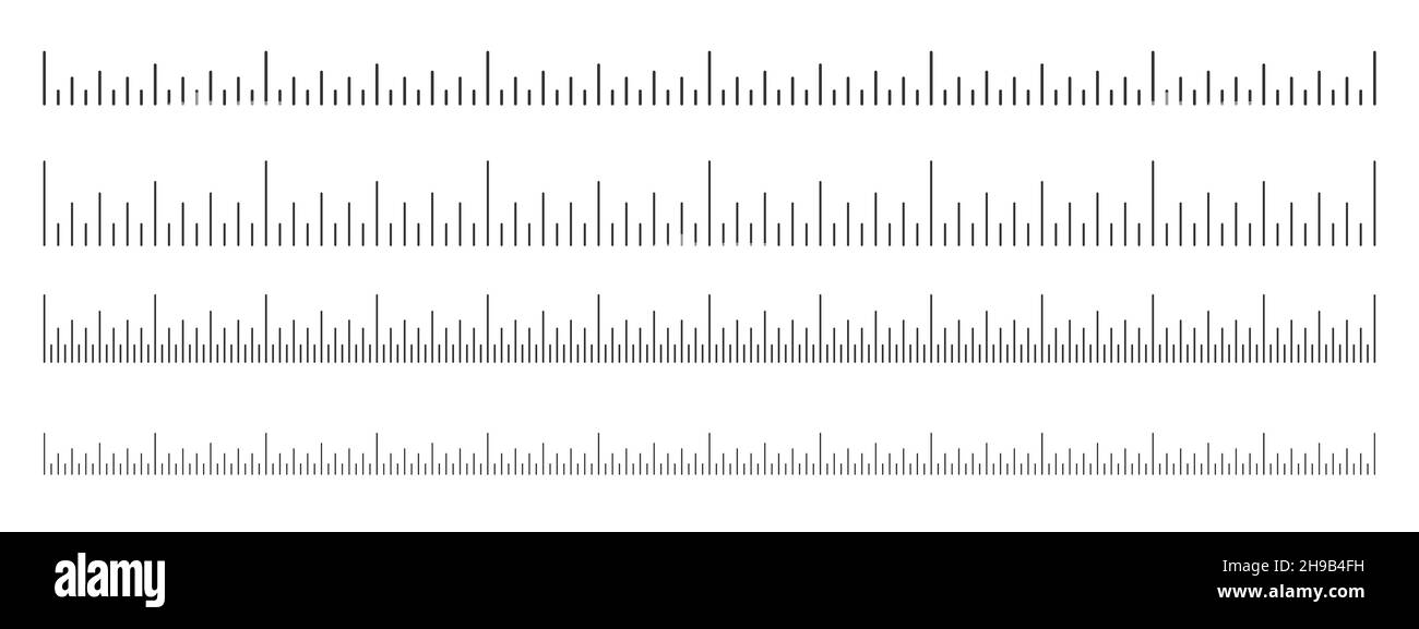 Échelle du jeu de règles.Tableau de mesure horizontale avec marquage en pouces.Outil de mesure de la distance, de la hauteur ou de la longueur mathématique ou de couture.Illustration graphique vectorielle. Illustration de Vecteur