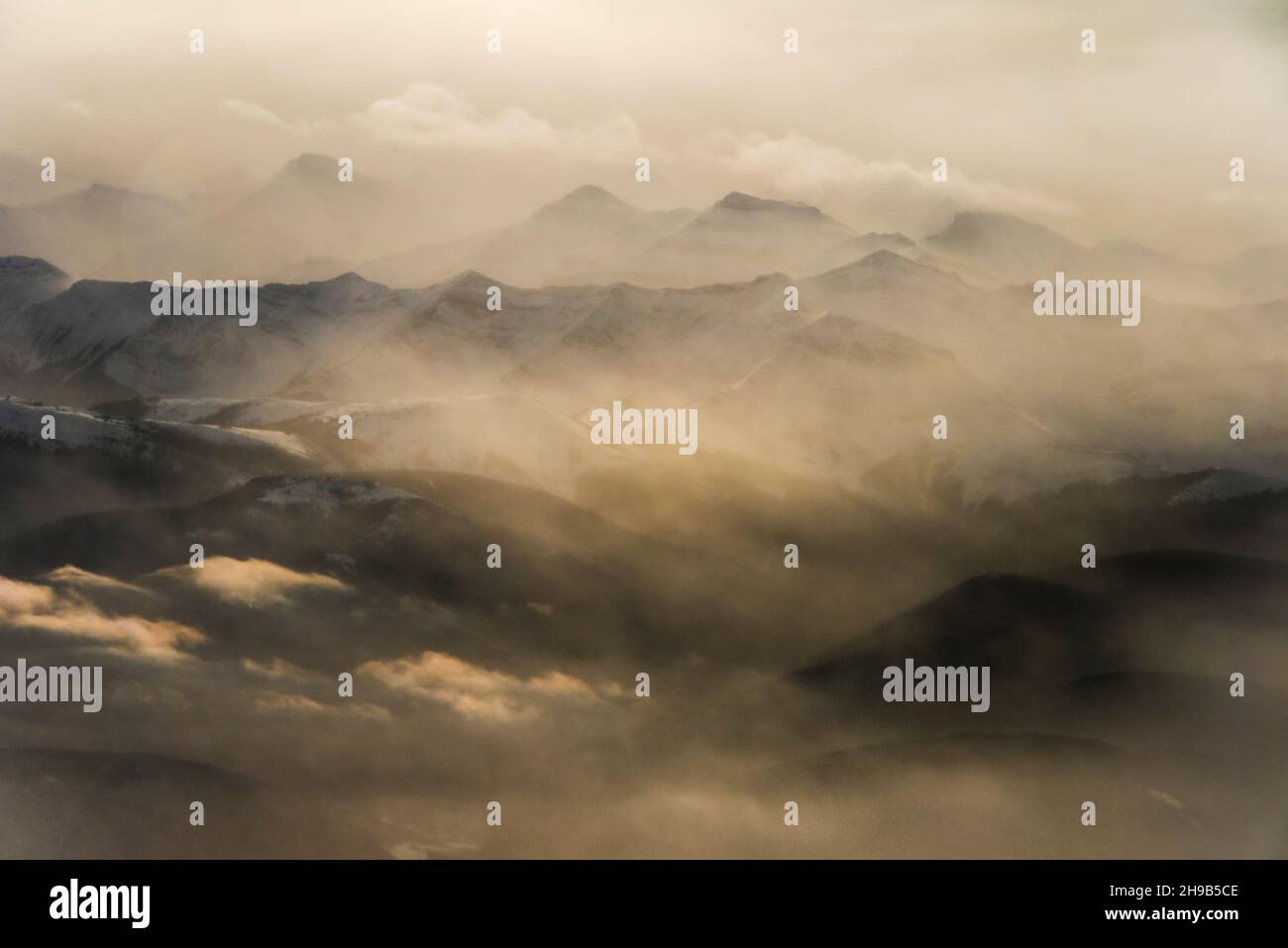 Vue aérienne des montagnes Rocheuses, Canada Banque D'Images