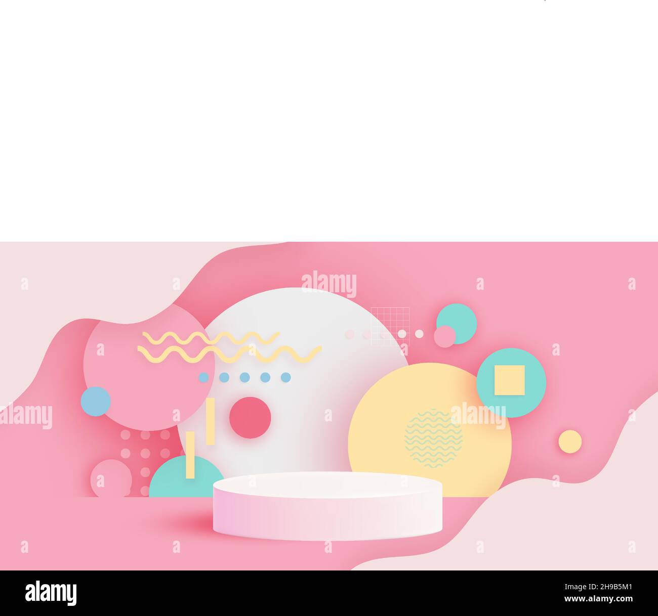 Scène de Podium 3D ou socle sur fond pastel avec des formes géométriques minimales coupe de papier studio d'artisanat pour afficher la conception de maquette de produit.Cercles.Vect Illustration de Vecteur