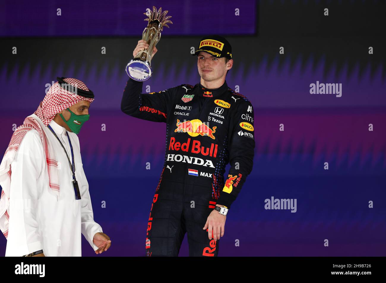 VERSTAPPEN Max (Ned), Red Bull Racing Honda RB16B, portrait du Grand Prix d'Arabie saoudite 2021 de Formule 1 stc, 21ème tour du Championnat du monde de Formule 1 2021 de la FIA du 3 au 5 décembre 2021 sur le circuit de la corniche de Jeddah, à Djeddah, Arabie Saoudite - photo: DPPI/DPPI/LiveMedia Banque D'Images