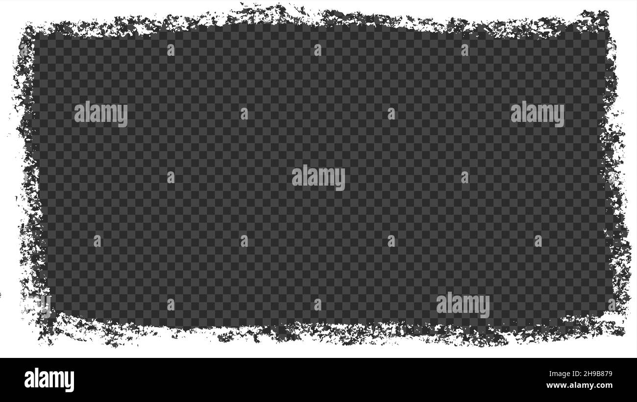 Cadre de grunge blanc pour les histoires et les médias sociaux 16 9.Modèle avec contour de pinceau.Bordure rectangulaire avec superposition de grunge.Illustration vectorielle Illustration de Vecteur