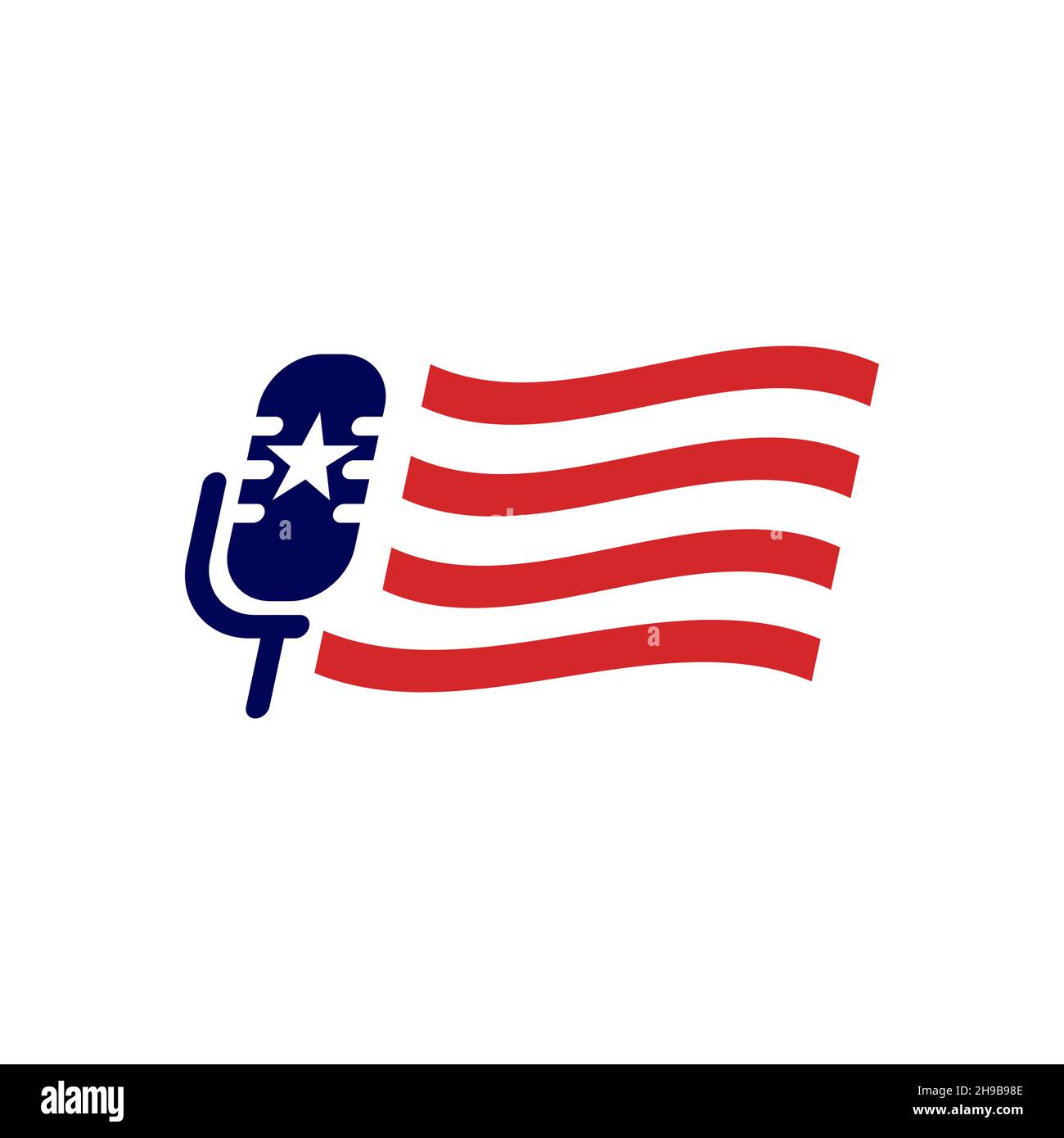 microphone avec logo drapeau américain symbole icône vecteur graphique design illustration idée créative Illustration de Vecteur