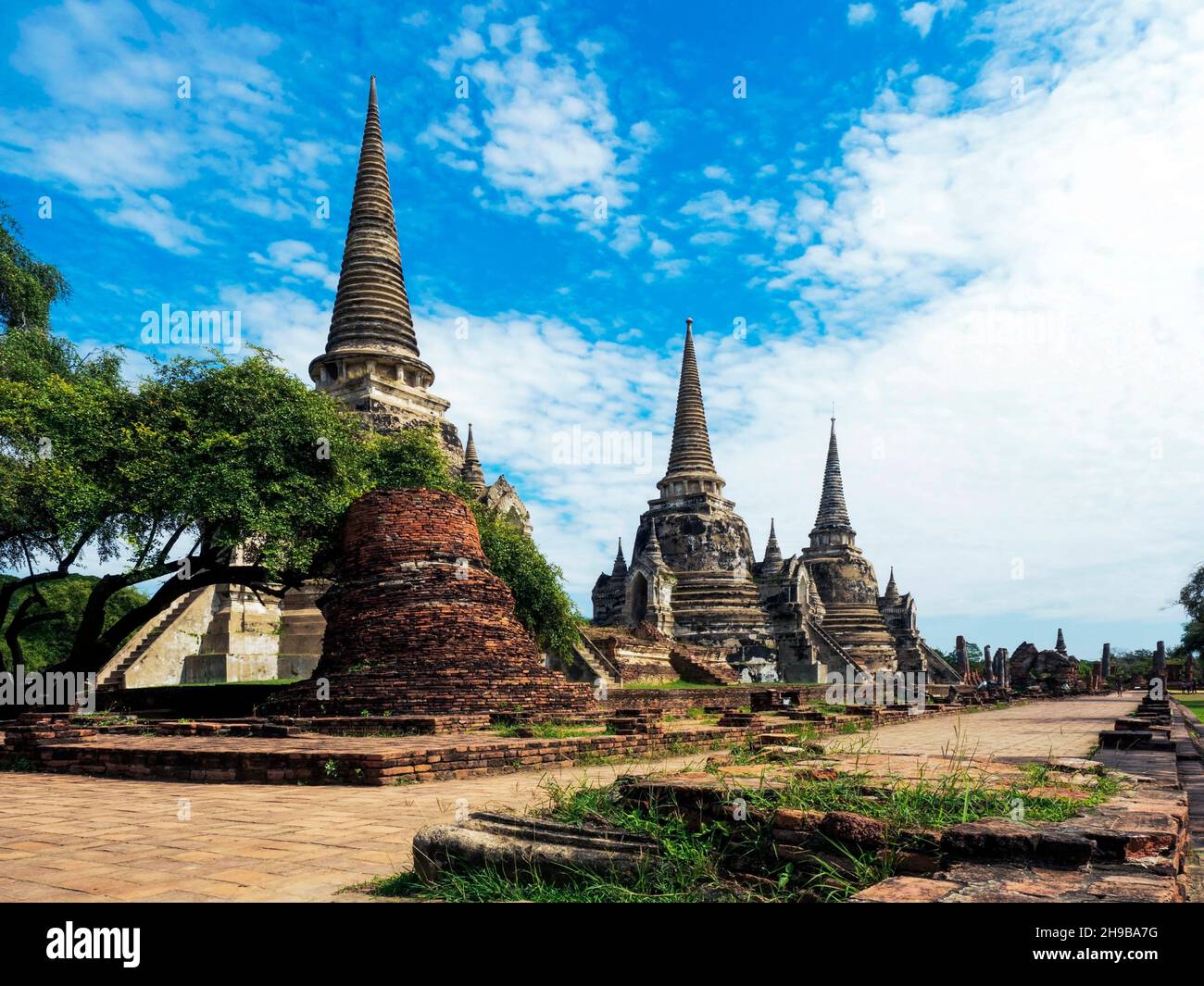 Pagoden, Chedis à Wat Phra si Sanphet, Parc d'Histoire Ayutthaya, Thaïlande, Asif Banque D'Images