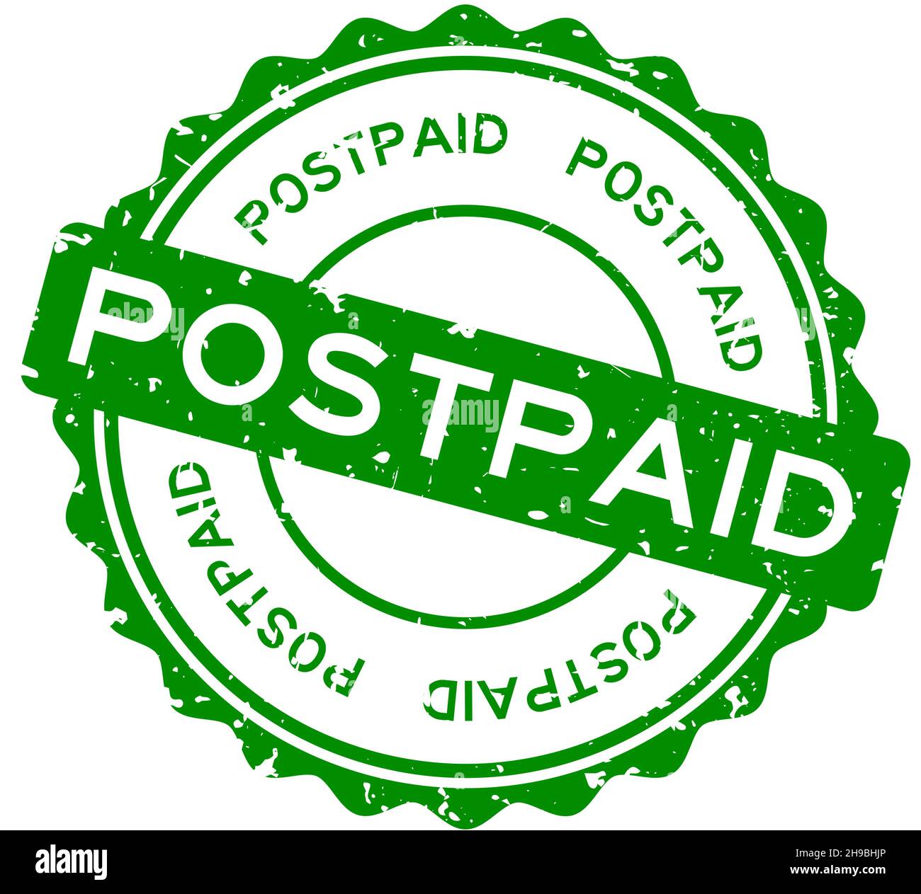 Grunge vert postpayed mot rond joint caoutchouc timbre sur fond blanc Illustration de Vecteur