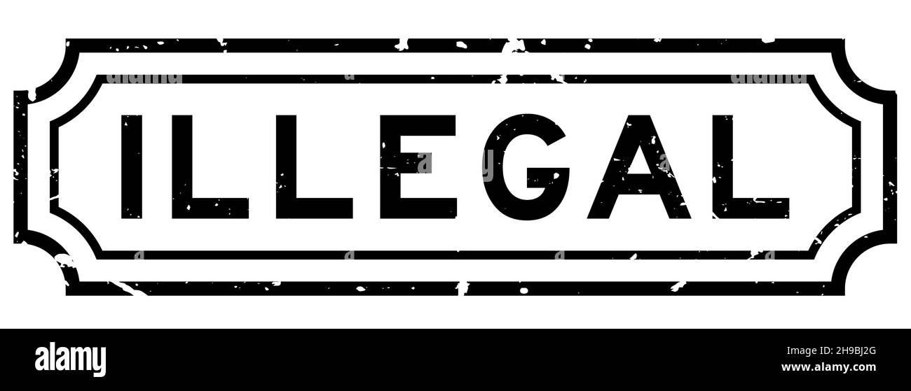 Grunge noir mot illégal carré caoutchouc cachet sur fond blanc Illustration de Vecteur