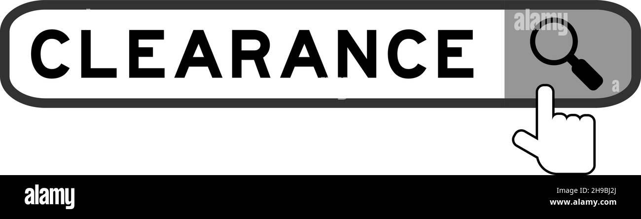 Recherchez la bannière en espace avec la main sur l'icône de loupe sur fond blanc Illustration de Vecteur