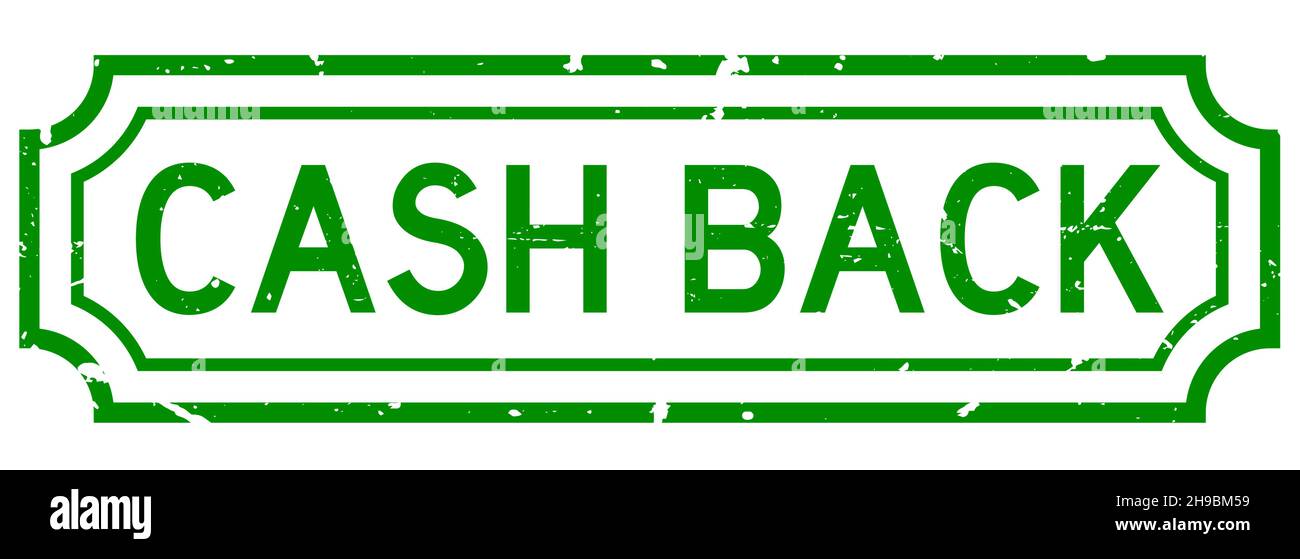 Grunge vert cash back mot caoutchouc joint timbre sur fond blanc Illustration de Vecteur