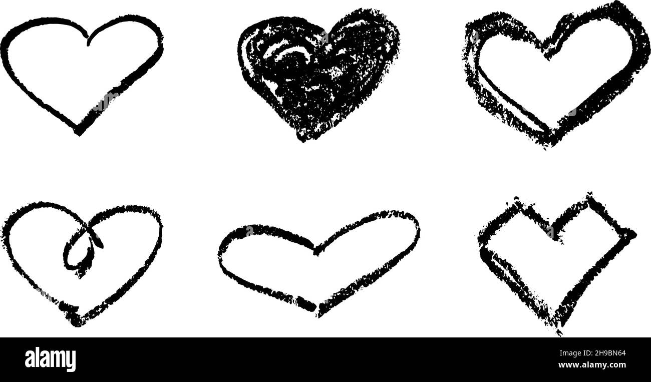Ensemble de texture noir et blanc grunge sur fond en forme de coeur (Vector).Utilisation pour la décoration, le vieillissement ou la vieille couche Illustration de Vecteur