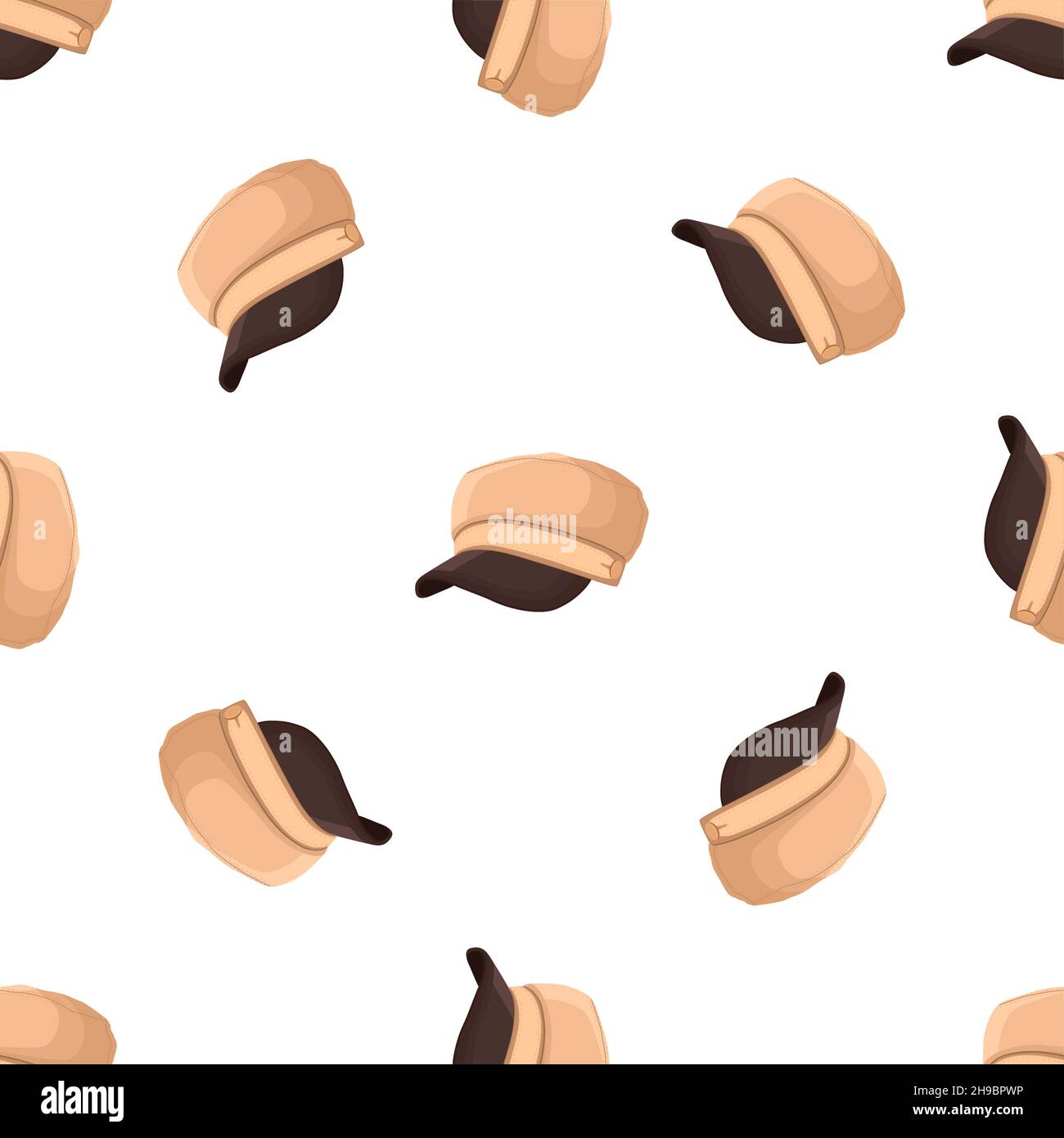 Illustration sur thème motif coloré chapeau visière, belles casquettes sur fond blanc.Motif de casquettes composé d'une visière de chapeaux de collection à porter.PA Illustration de Vecteur