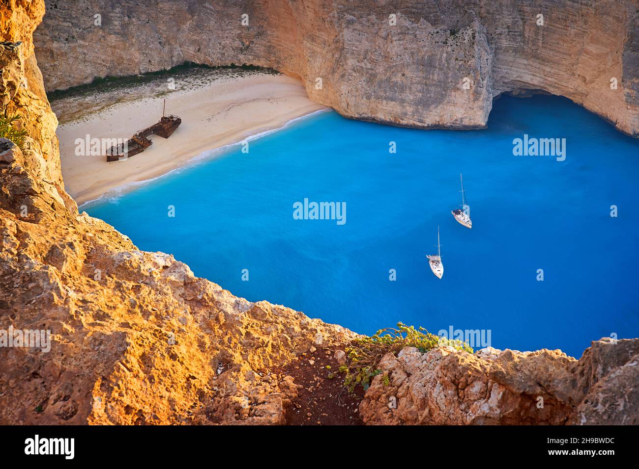 Shipwreck Bay, Navagio Beach, île de Zakynthos, Grèce Banque D'Images