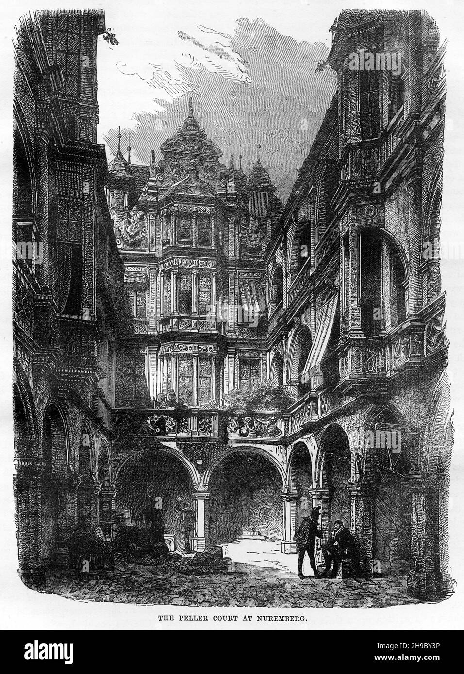 Gravure du tribunal de Peller à Nuremberg, Allemagne, vers 1520 Banque D'Images