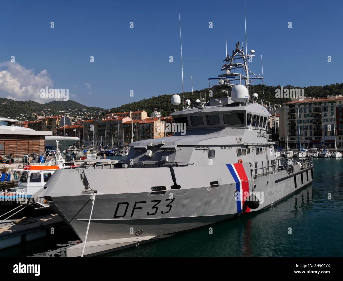 Navire de douane français Douane,DF33, Port Lympia, Nice, Alpes-Maritimes, Provence–Alpes–Côte-d'Azur,France Banque D'Images