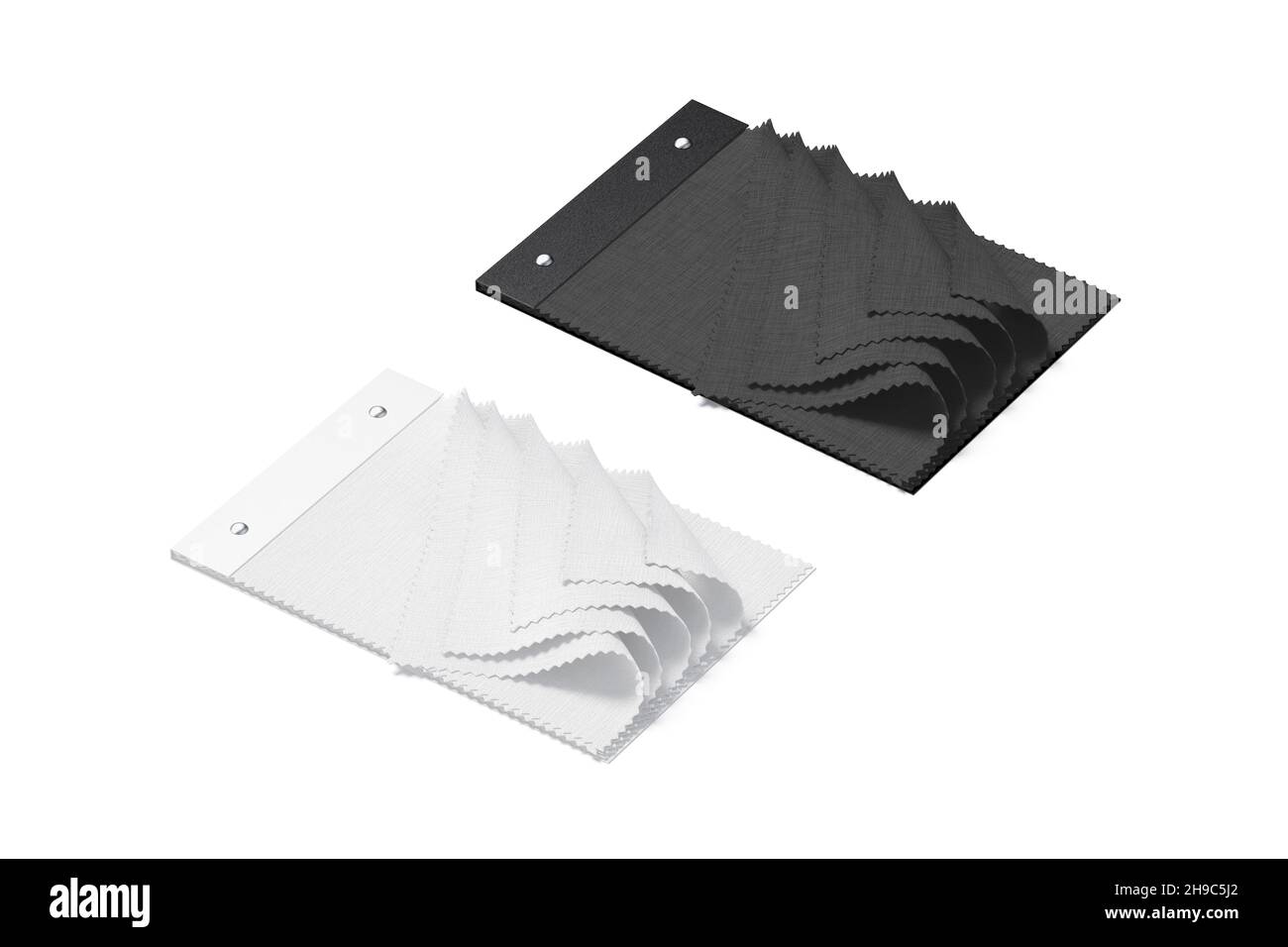 Catalogue de tissus noir et blanc vierge avec maquette d'échantillons, isolé Banque D'Images